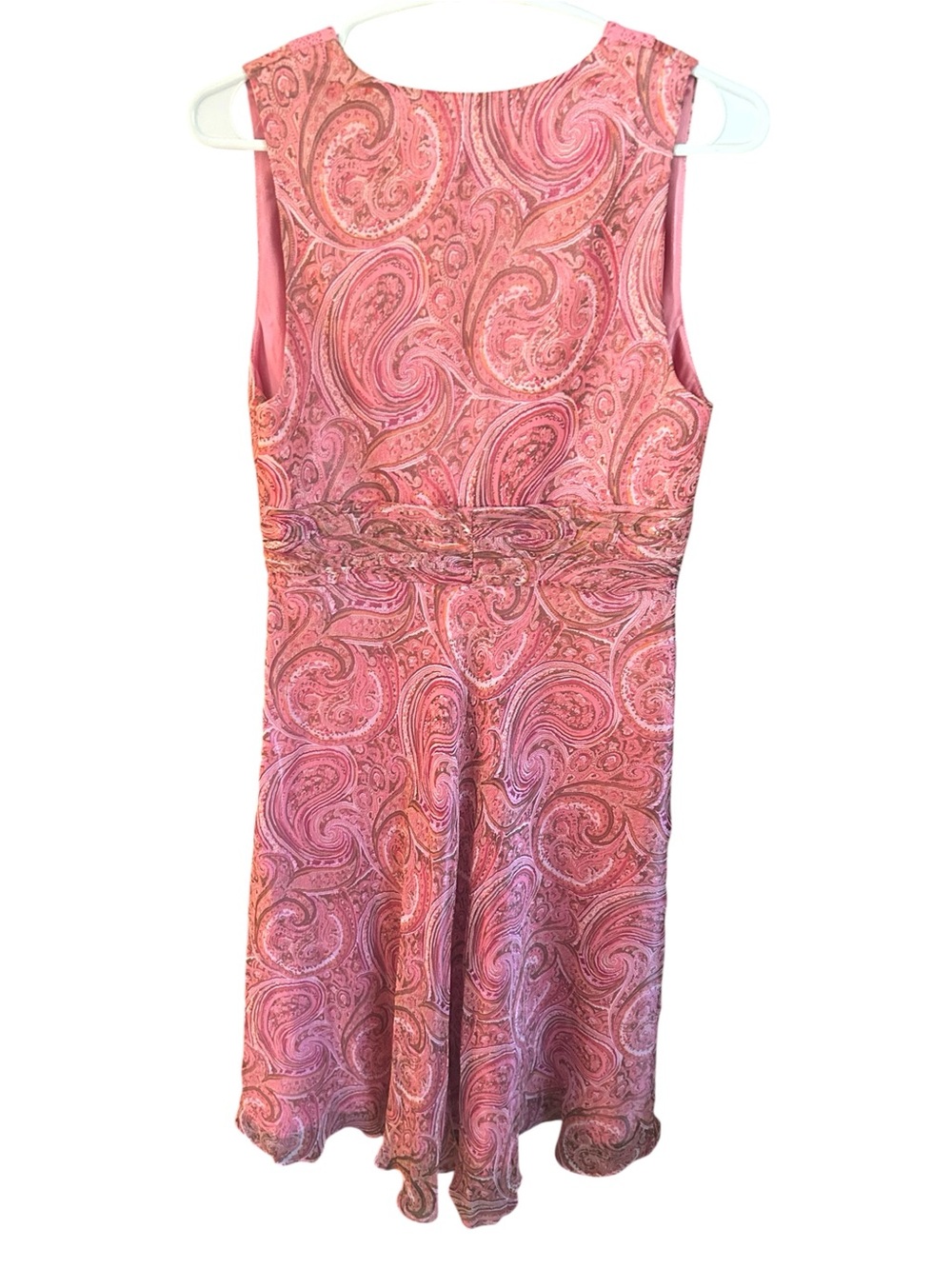 Laundry By Shelli Segal 100% Silk Pink Paisley V-Neck Sleeveless Midi Dress SZ6 - Picture 4 of 13